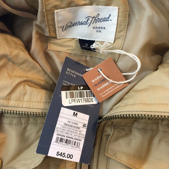 Universal Thread Faux Shearling & Quilted Jacket Beige Green Size M - Picture 4 of 6